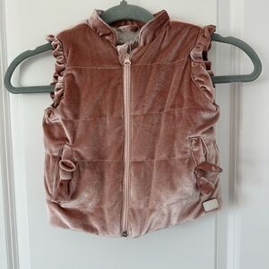 7 for all mankind Velour Sleeveless Vest with Ruffle Trim